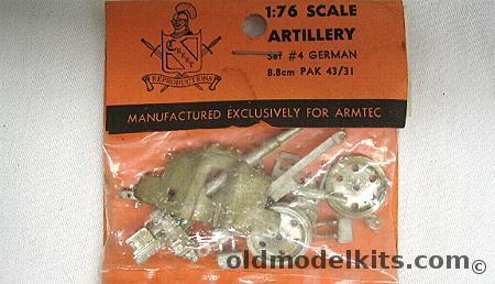 Crest-Armtec 1/76 German 8.8cm PAK 43/31 Gun, 4 plastic model kit